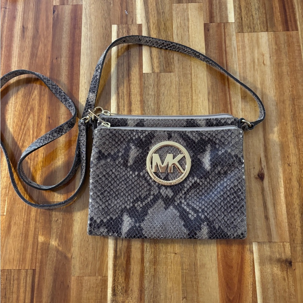 Michael Kors Gray Snake Print Crossbody Bag